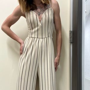 Express pinstripe jumpsuits